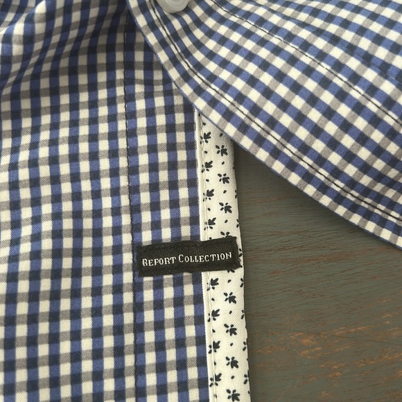 ➕Report Collection Navy and White Checkered Shirt stretch material long sleeves - Picture 10 of 10